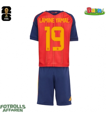 Spanien Lamine Yamal #19 Hemmaställ Barn VM 2026 Kortärmad (+ Korta byxor)